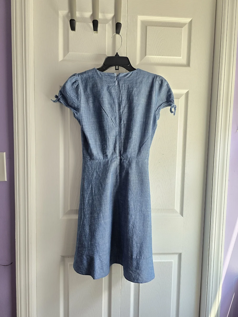 J. Crew Light Blue V-Neck Short Sleeve A-Line Dress Size 00 Length 35in